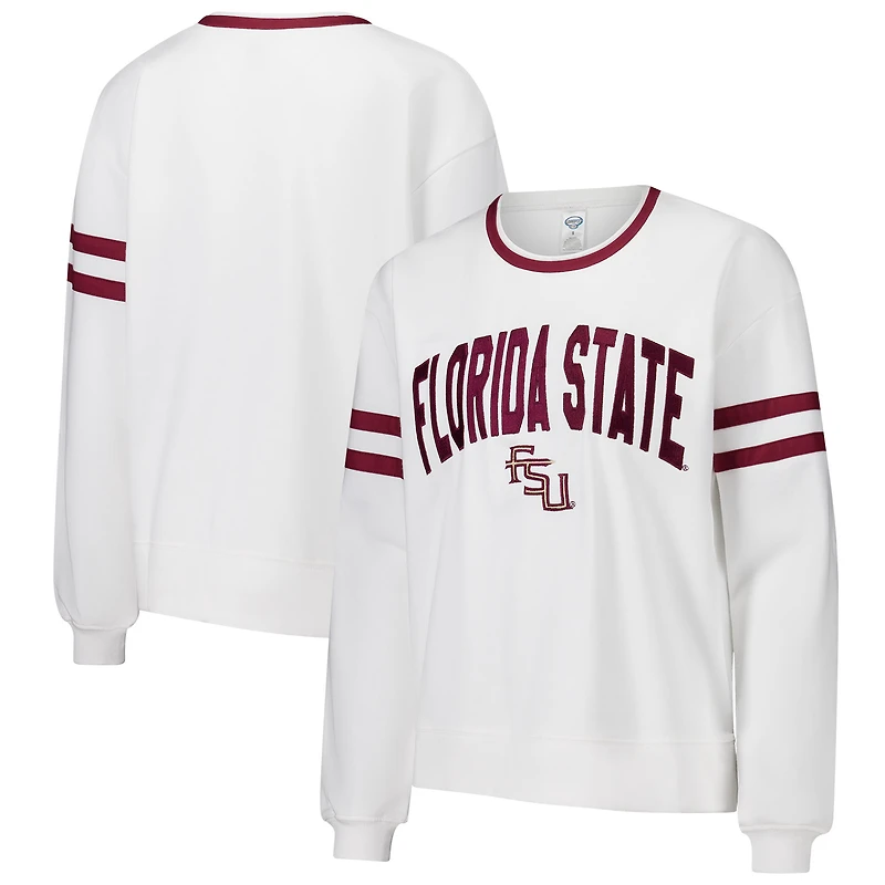 Women's Concepts Sport  White Florida State Seminoles Borough French Terry Arch Over Long Sleeve Top