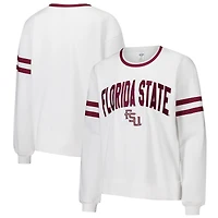 Women's Concepts Sport  White Florida State Seminoles Borough French Terry Arch Over Long Sleeve Top