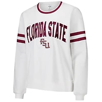 Women's Concepts Sport  White Florida State Seminoles Borough French Terry Arch Over Long Sleeve Top
