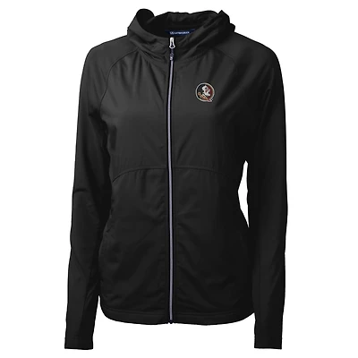 Veste zippée intégrale Cutter & Buck noire Florida State Seminoles Adapt Eco Knit pour femme