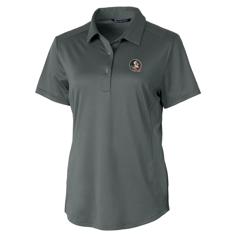 Women's Cutter & Buck Gray Florida State Seminoles Prospect Textured Stretch Polo
