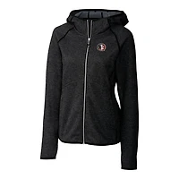 Women's Cutter & Buck Heather Charcoal Florida State Seminoles Mainsail Sweater-Knit Full-Zip Hoodie