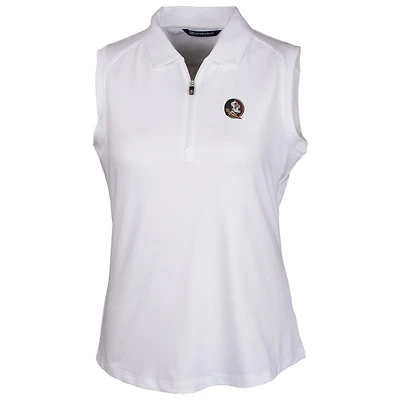 Polo sans manches Cutter & Buck blanc Florida State Seminoles Forge pour femme