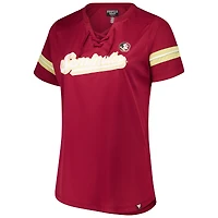 T-shirt à lacets pour femmes Fanatics Garnet Florida State Seminoles grande taille la préparation aux prolongations