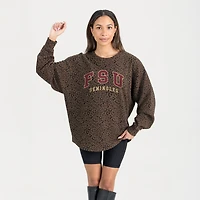 Women's Gameday Couture Brown Florida State Seminoles Leopard Oversized Sweatshirt