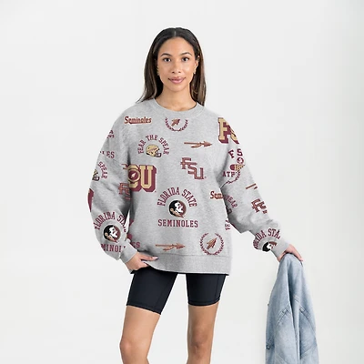 Women's Gameday Couture Gray Florida State Seminoles Always on Repeat Fleece Sweatshirt