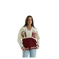 Cardigan boutonné rétro tissé Carley des Florida State Seminoles pour femmes, couleur grenat/crème, tenue de match