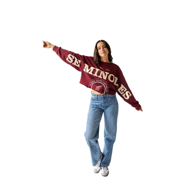 Women's Gameday Social Garnet Florida State Seminoles Phipps Cropped Sweatshirt