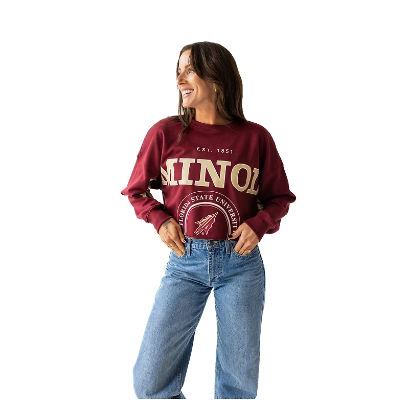 Women's Gameday Social Garnet Florida State Seminoles Phipps Cropped Sweatshirt