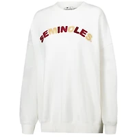 Sweat-shirt à enfiler surdimensionné Charlie Rainbow Chenille Arch blanc des Florida State Seminoles pour femmes Gameday Social