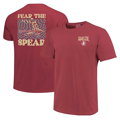 T-shirt mascotte à carreaux Garnet Florida State Seminoles Comfort Colors pour femmes
