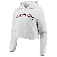 Women's League Collegiate Wear Ash Florida State Seminoles 2-Hit 1636 Cropped Pullover Hoodie