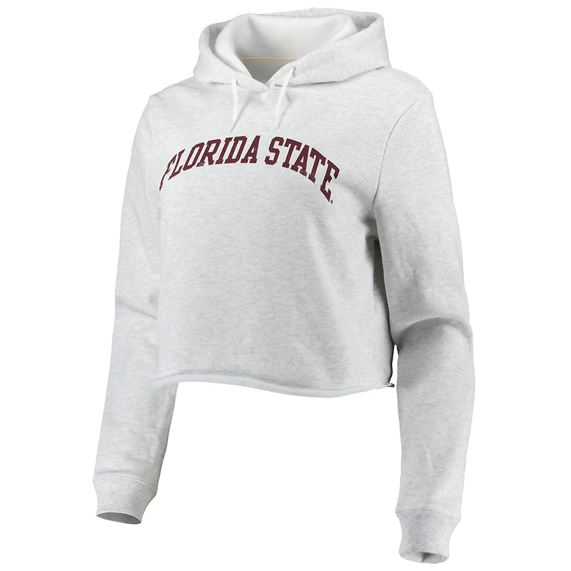 Sweat à capuche court League Collegiate Wear Ash Florida State Seminoles 2-Hit 1636 pour femmes