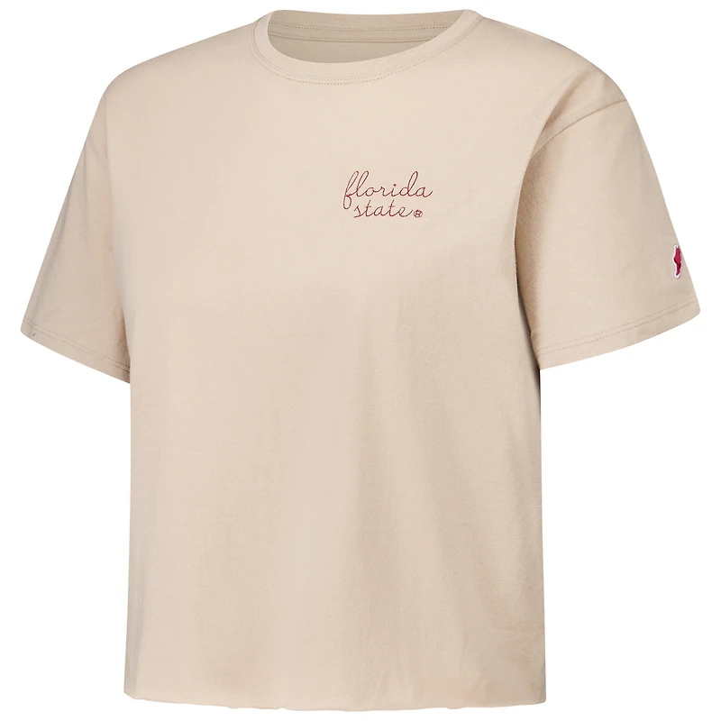 T-shirt mi-long en coton beige de la ligue universitaire pour femmes des Florida State Seminoles Clothesline