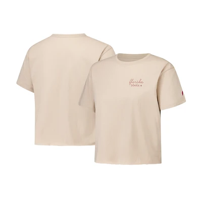 T-shirt mi-long en coton beige de la ligue universitaire pour femmes des Florida State Seminoles Clothesline