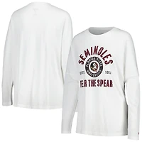 T-shirt surdimensionné à manches longues blanc Florida State Seminoles Clothesline de la League Collegiate Wear pour femmes