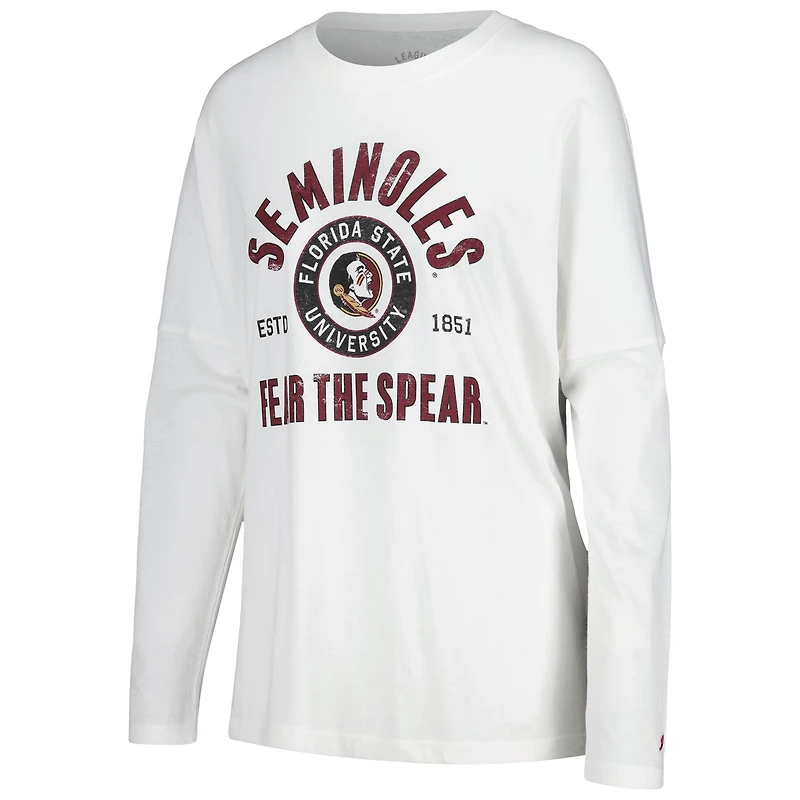 T-shirt surdimensionné à manches longues blanc Florida State Seminoles Clothesline de la League Collegiate Wear pour femmes