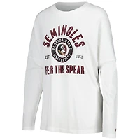 T-shirt surdimensionné à manches longues blanc Florida State Seminoles Clothesline de la League Collegiate Wear pour femmes