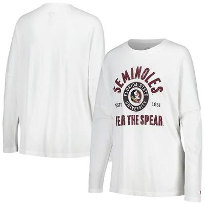 T-shirt surdimensionné à manches longues blanc Florida State Seminoles Clothesline de la League Collegiate Wear pour femmes
