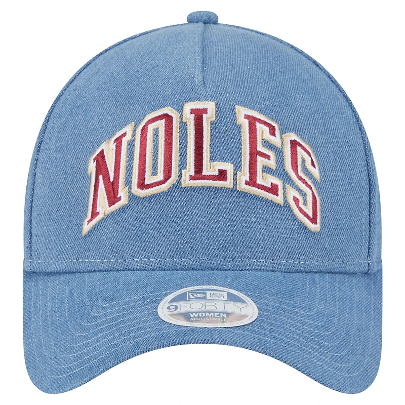 Women's New Era Denim Florida State Seminoles A-Frame 9FORTY Adjustable Hat