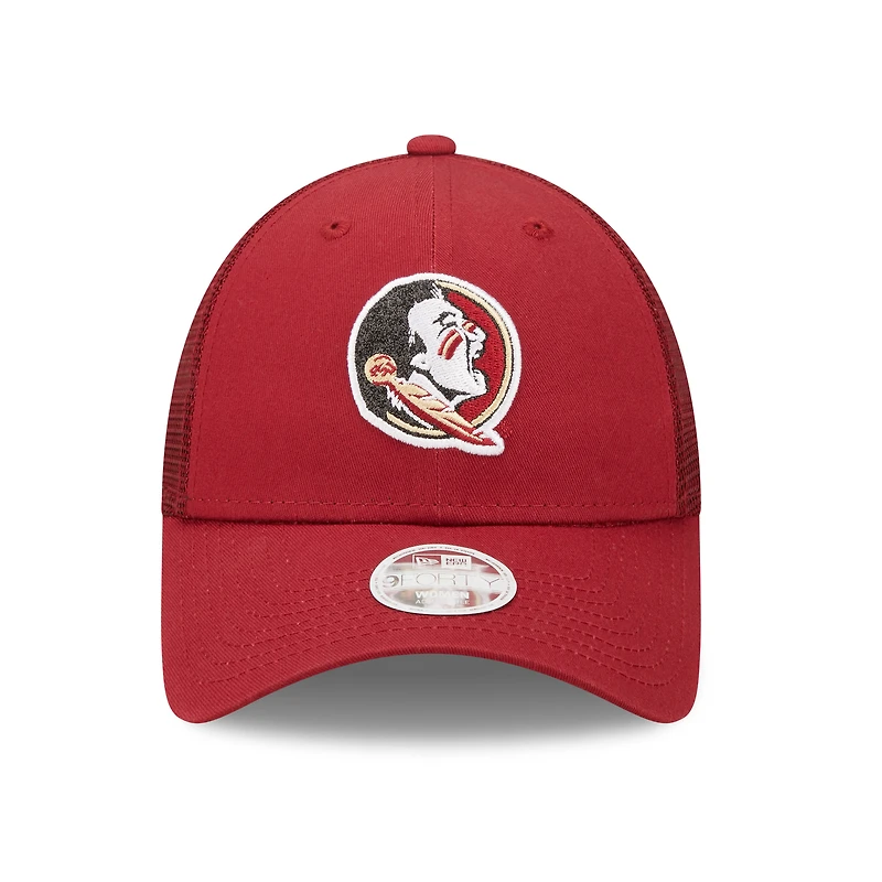 Casquette snapback 9FORTY Logo Spark Trucker Snapback pour femme Garnet Florida State Seminoles New Era