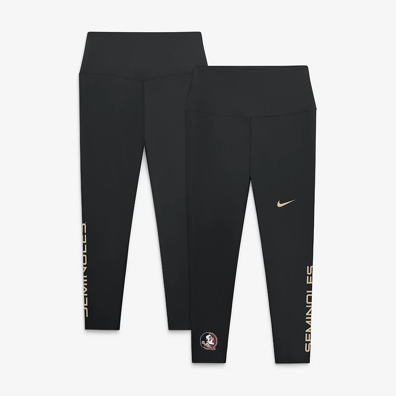 Women's Nike Black Florida State Seminoles Zenvy High Rise Dri-FIT 7/8 Leggings