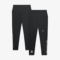 Women's Nike Black Florida State Seminoles Zenvy High Rise Dri-FIT 7/8 Leggings