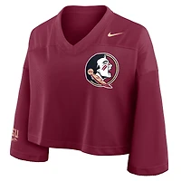 Women's Nike Garnet Florida State Seminoles Cropped Mesh Dri-FIT Fashion Jersey