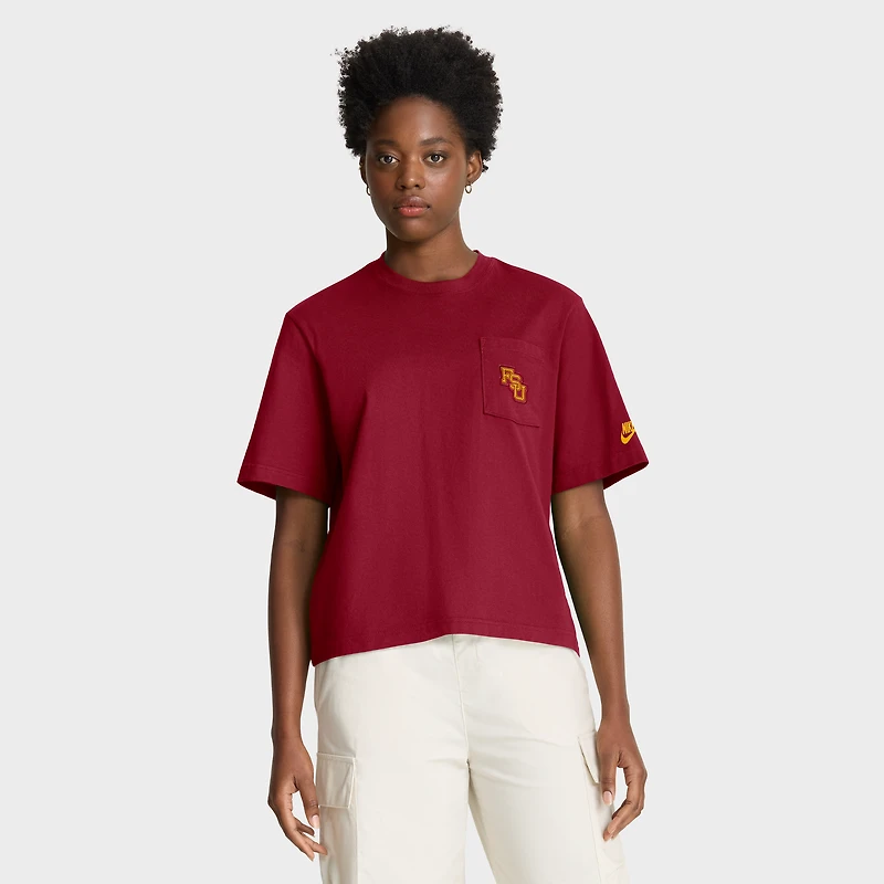 Women's Nike  Garnet Florida State Seminoles Legacy Pocket Boxy T-Shirt