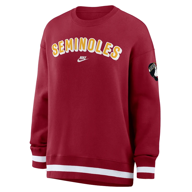 Women's Nike Garnet Florida State Seminoles Oversized Legacy Phoenix Sweatshirt