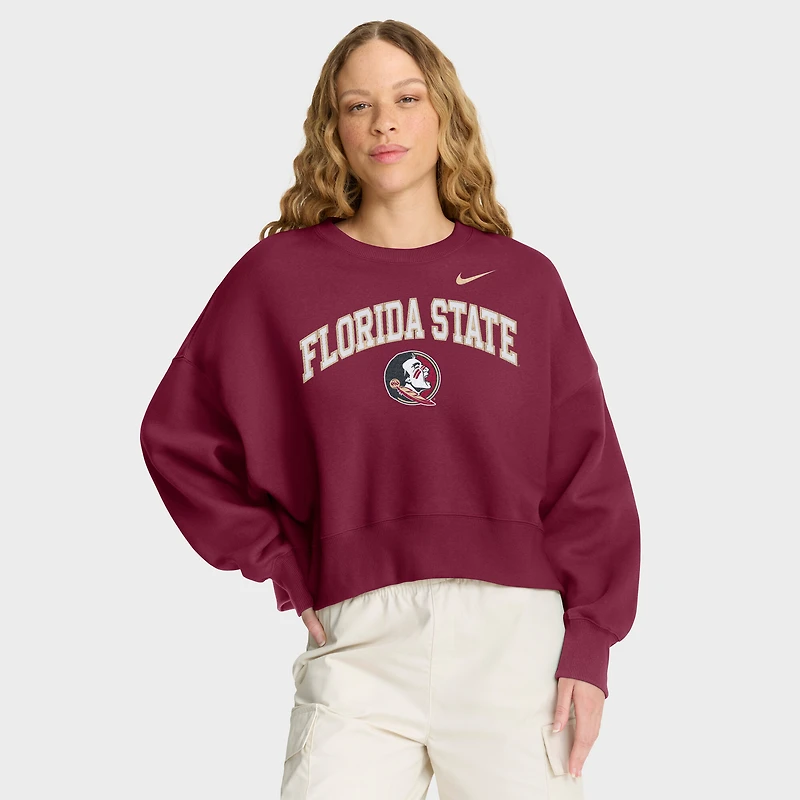 Sweat-shirt à capuche surdimensionné Nike Garnet Florida State Seminoles Phoenix Arch pour femme