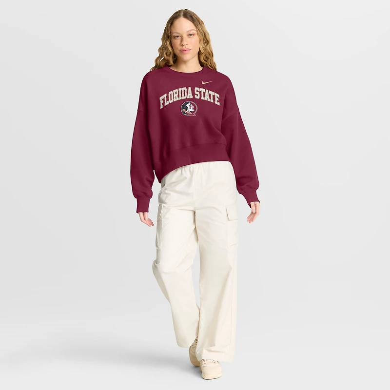 Women's Nike Garnet Florida State Seminoles Oversized Phoenix Arch Pullover Sweatshirt