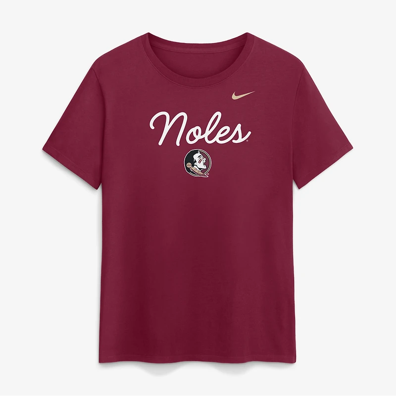 T-shirt Nike pour femme, couleur grenat, avec logo Script Mantra des Florida State Seminoles.