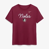 T-shirt Nike pour femme, couleur grenat, avec logo Script Mantra des Florida State Seminoles.