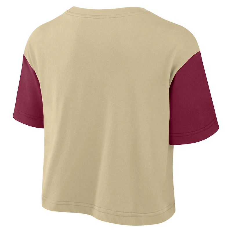 T-shirt court Nike Dri-FIT à blocs de couleurs pour femme, couleur or/grenat, des Seminoles l'État Floride
