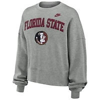 Sweat-shirt Nike gris chiné pour femme Florida State Seminoles Oversized Legacy Classic Arch