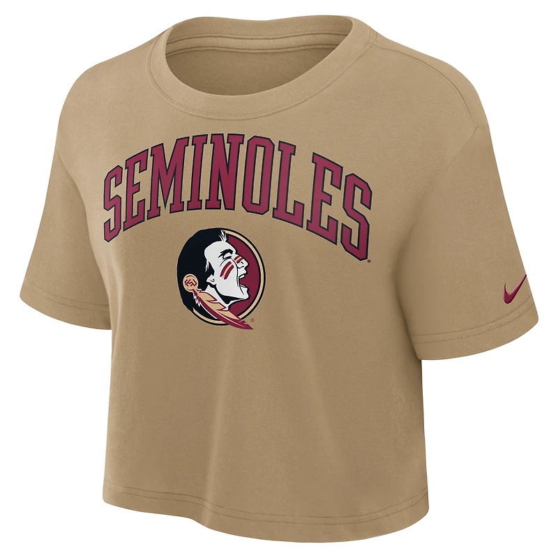 T-shirt court Nike Tan Florida State Seminoles Athletic Prep Arch Dri-FIT pour femme