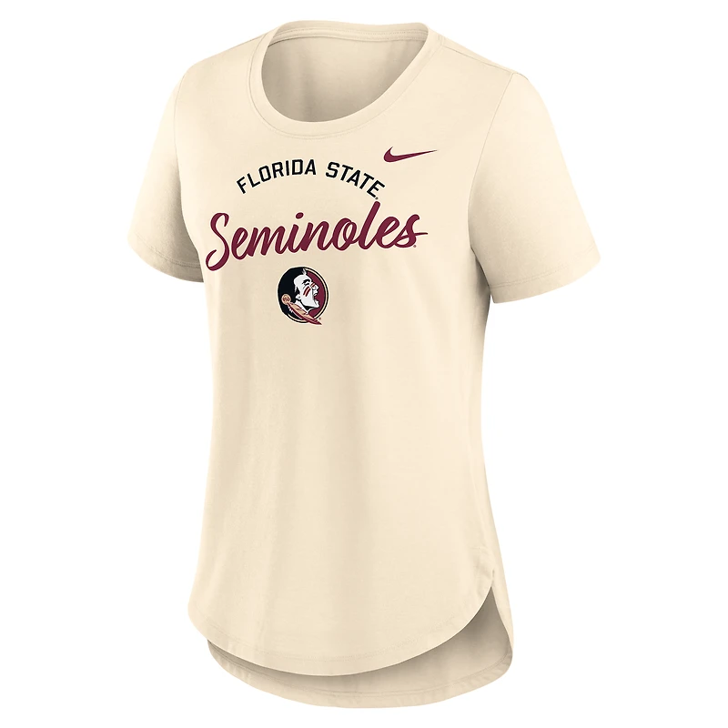 T-shirt Nike Tan Florida State Seminoles Tri-Blend avec logo script pour femme