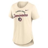 T-shirt Nike Tan Florida State Seminoles Tri-Blend avec logo script pour femme