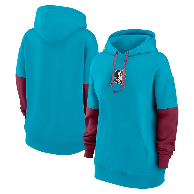 Sweat à capuche surdimensionné en polaire Essential turquoise Nike pour femme des Florida State Seminoles