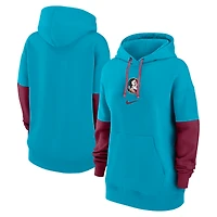 Women's Nike Turquoise Florida State Seminoles Oversized Essential Fleece Hoodie