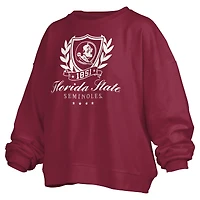 Women's Pressbox Garnet Florida State Seminoles Big Aug Script Janice Oversized Pullover Sweatshirt