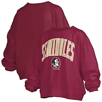 Women's Pressbox Garnet Florida State Seminoles Janise Arch Over Logo Waist Length Oversized Pullover Sweatshirt