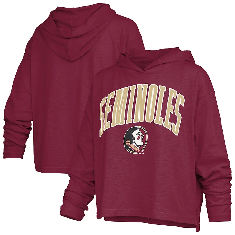Women's Pressbox Garnet Florida State Seminoles Nelson Arch Over Logo Long Sleeve Hooded Slub T-Shirt