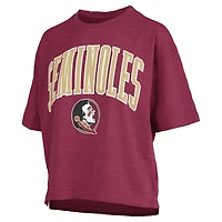 T-shirt surdimensionné à la taille pour femme avec logo Arch des Florida State Seminoles, imprimé grenat Pressbox