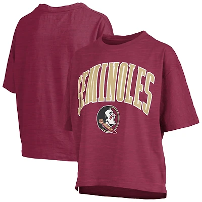 T-shirt surdimensionné à la taille pour femme avec logo Arch des Florida State Seminoles, imprimé grenat Pressbox