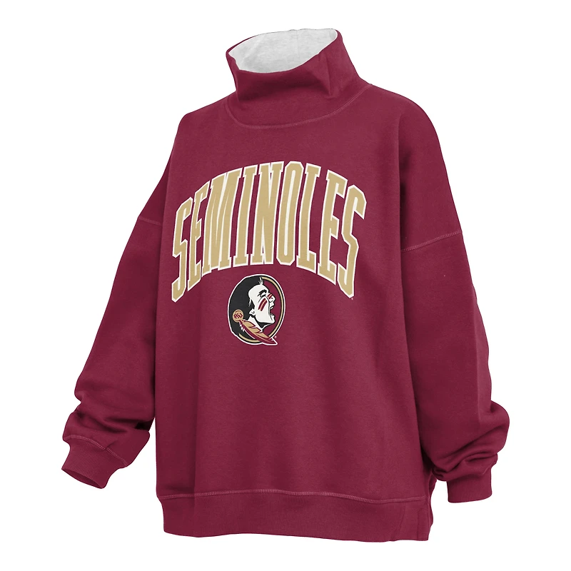 Women's Pressbox Garnet Florida State Seminoles Oversized Mock Neck Sweatshirt