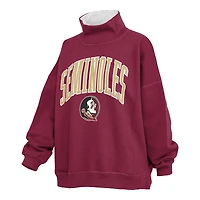 Women's Pressbox  Garnet Florida State Seminoles Oversized Mock Neck Sweatshirt