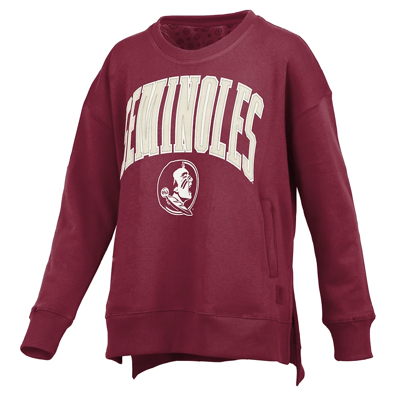 Women's Pressbox Garnet Florida State Seminoles Pocketed Arch Pullover Sweatshirt