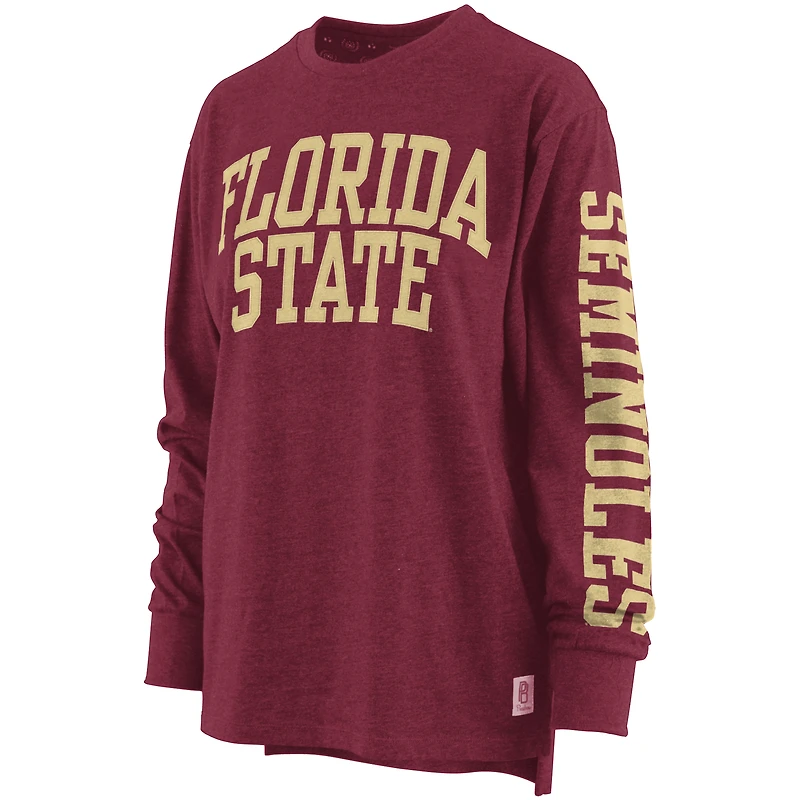 T-shirt à manches longues Pressbox Garnet Florida State Seminoles Two-Hit Canyon pour femme